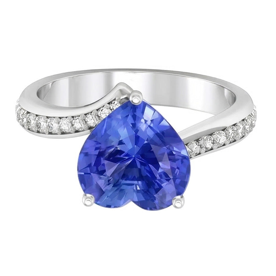 Round Natural Earth Mined Diamond Light Blue Sapphire Ring 4.50 Carats Gold