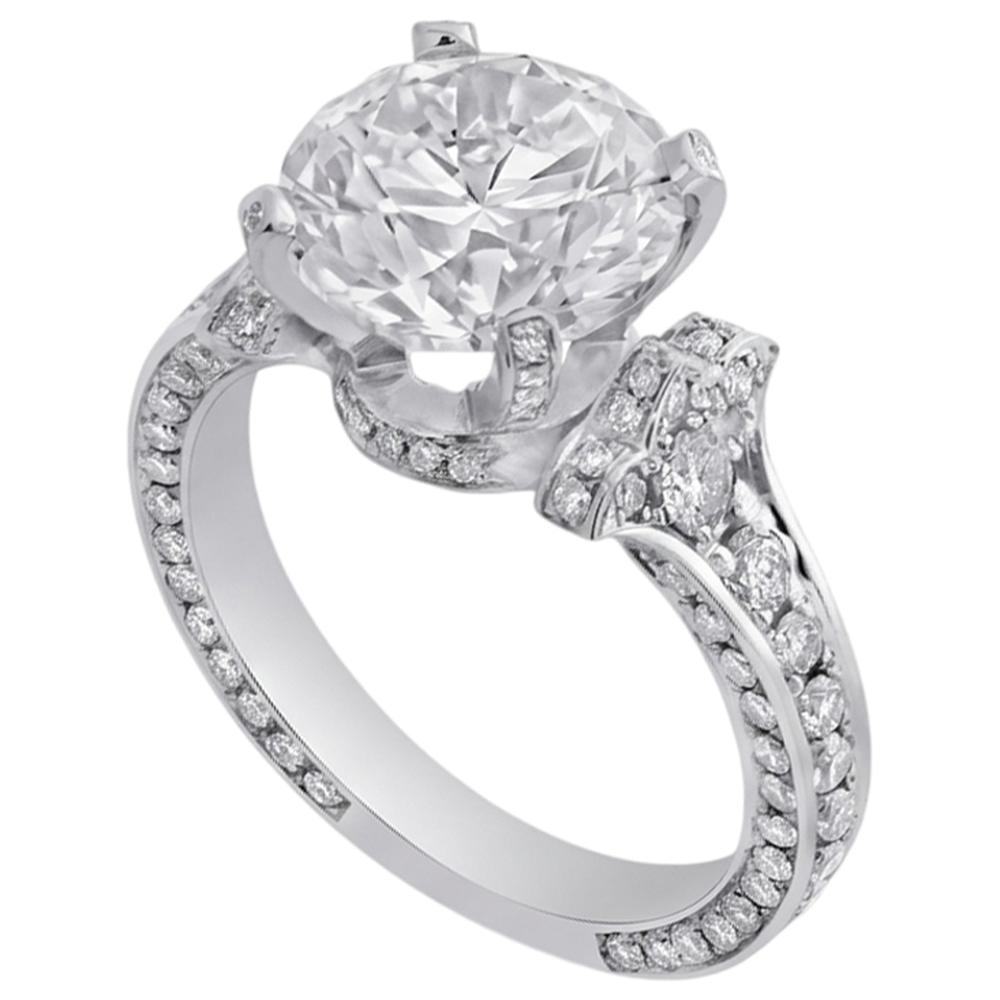 Round Real Natural Earth Mined Diamond Antique Style Engagement Ring 4.75 Carats White Gold 14K