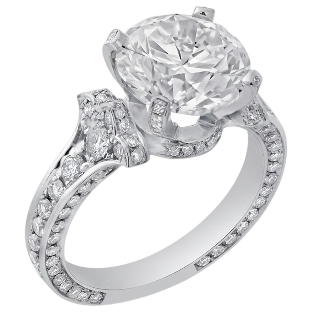 Round Real Natural Earth Mined Diamond Antique Style Engagement Ring 4.75 Carats White Gold 14K