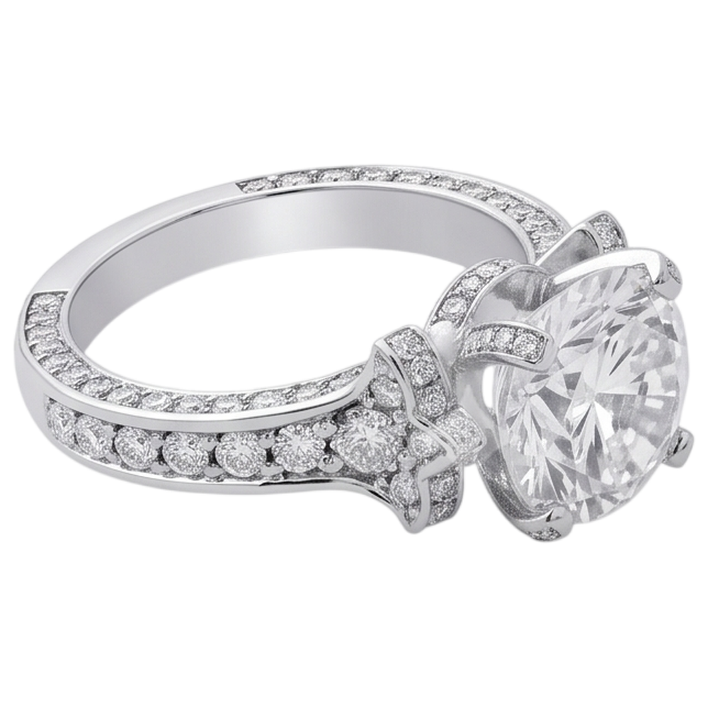 Round Real Natural Earth Mined Diamond Antique Style Engagement Ring 4.75 Carats White Gold 14K