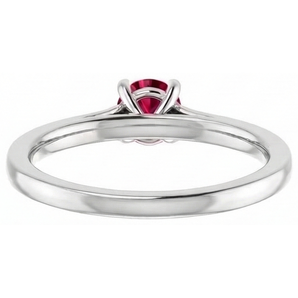 Round Ruby and Princess Natural Earth Mined Diamond Ring 2 Carats White Gold 14K