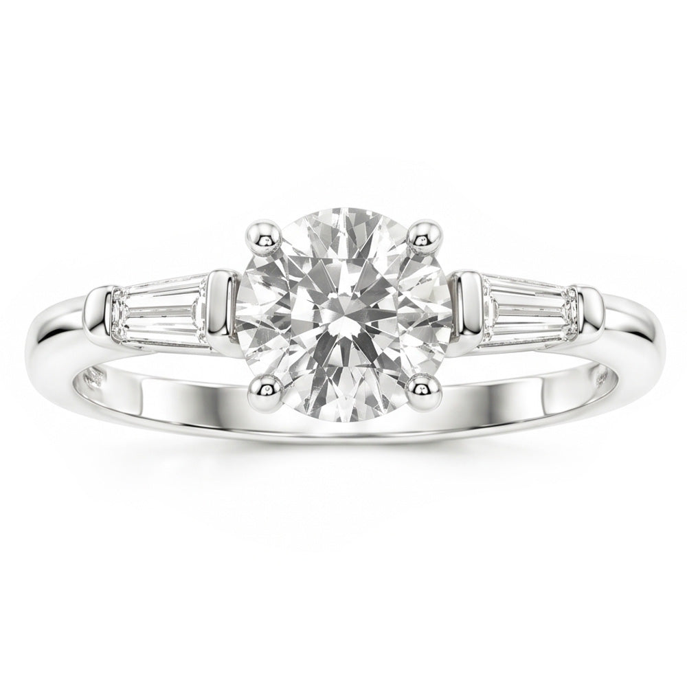 Round and Baguettes Old European Three Stone Mined Natural Real Diamond ( Not Lab Grown ) Ring 2.50 Carats