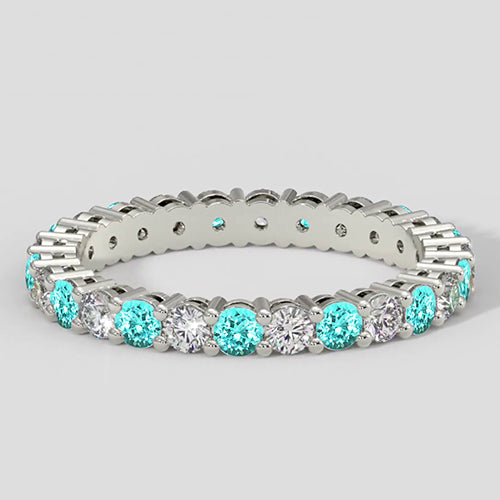 Natural Real ( Not Lab Grown ) Round Paraiba Eternity Band