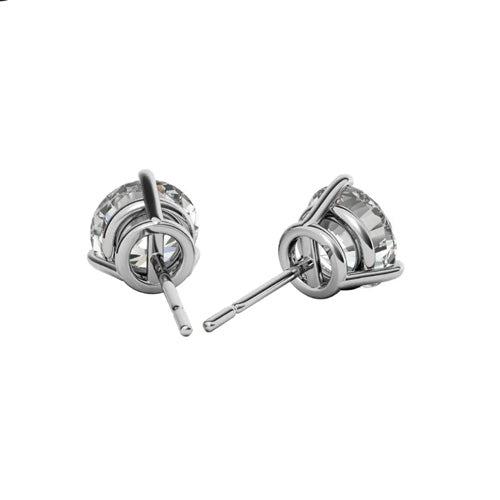 Round 2.00 Carats Certified Lab Grown Diamonds Studs Earrings Gold White 14K