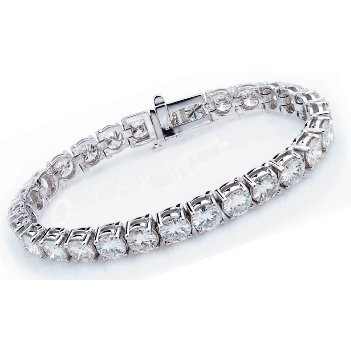 Round Brilliant Cut Lab Grown Diamond Tennis Bracelet 12 Carats White Gold 14K