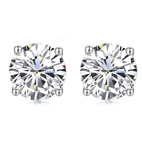 natural round diamond 3.50ct earring front view