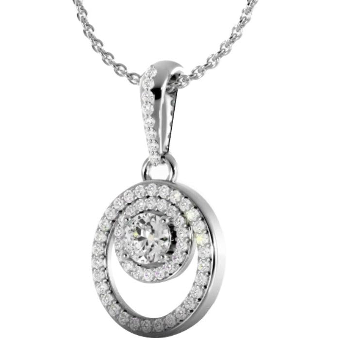 Round Cut GIA CERTIFIED Lab Grown Diamond Circle & Oval Shaped Pendant Necklace 7.50 Ct WG 14K