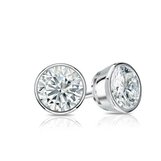 Round Cut GIA CERTIFIED Lab Grown Diamonds Women Studs Earrings 3.50 Ct Gold White 14K