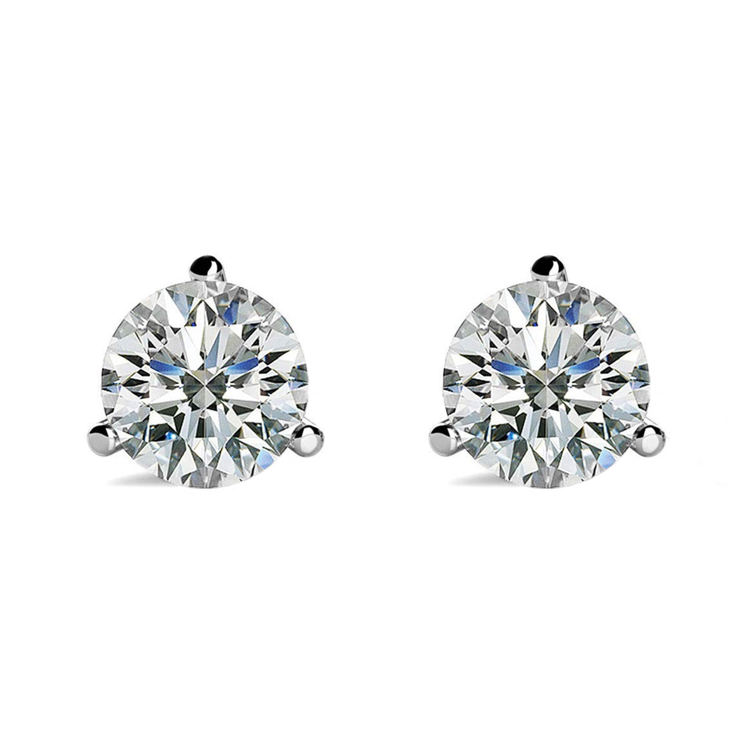 Round Cut Lab Grown Diamond Women Studs Earring 3 Carats White Gold 14K