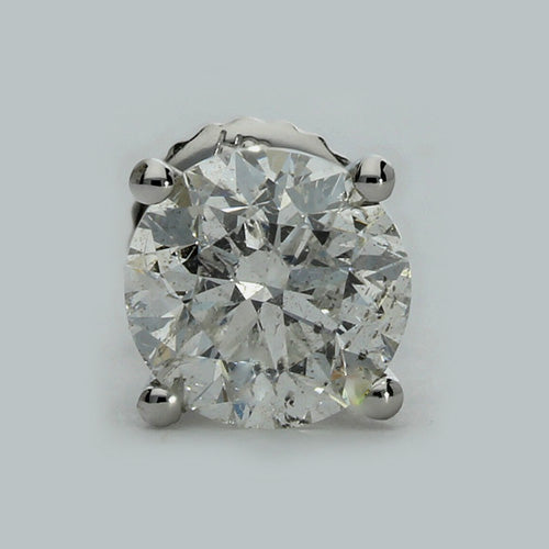 natural round diamond 3ct earring side angle