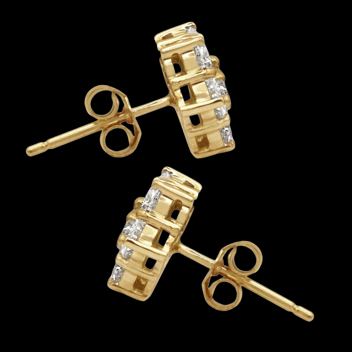 Round Natural Earth Mined Diamonds Studs Halo Earring Pair 4.2 Ct. Yellow Gold