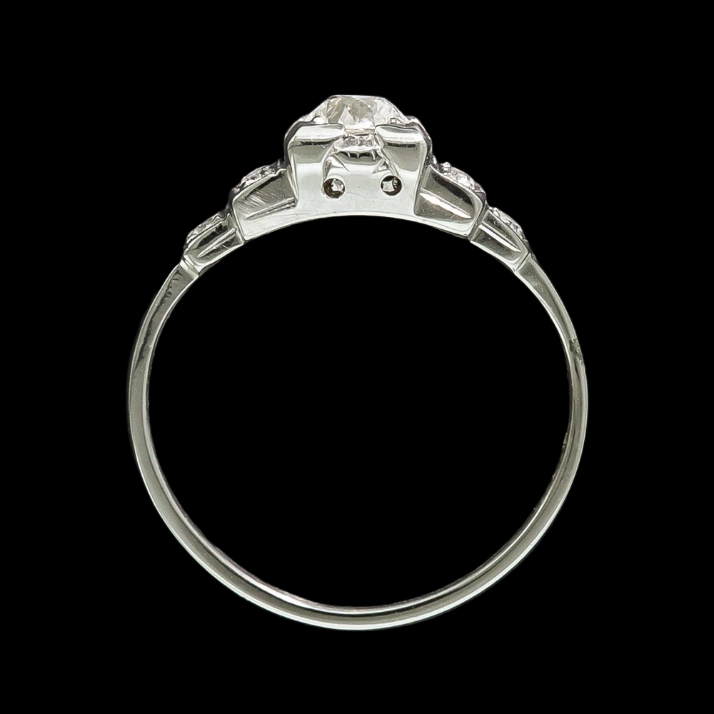 Round Old Mine Cut Genuine Natural Earth Mined Diamond Ring With Steps 2 Carats White Gold