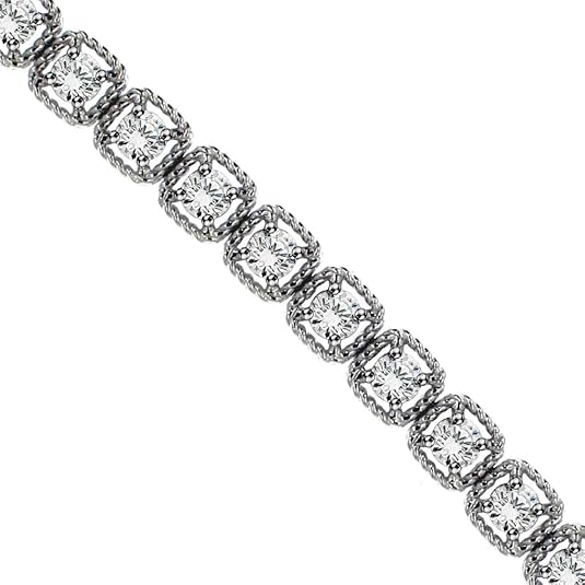 Round Prong Set Lab Grown Diamond Tennis Bracelet 7.20 Carats White Gold 10K