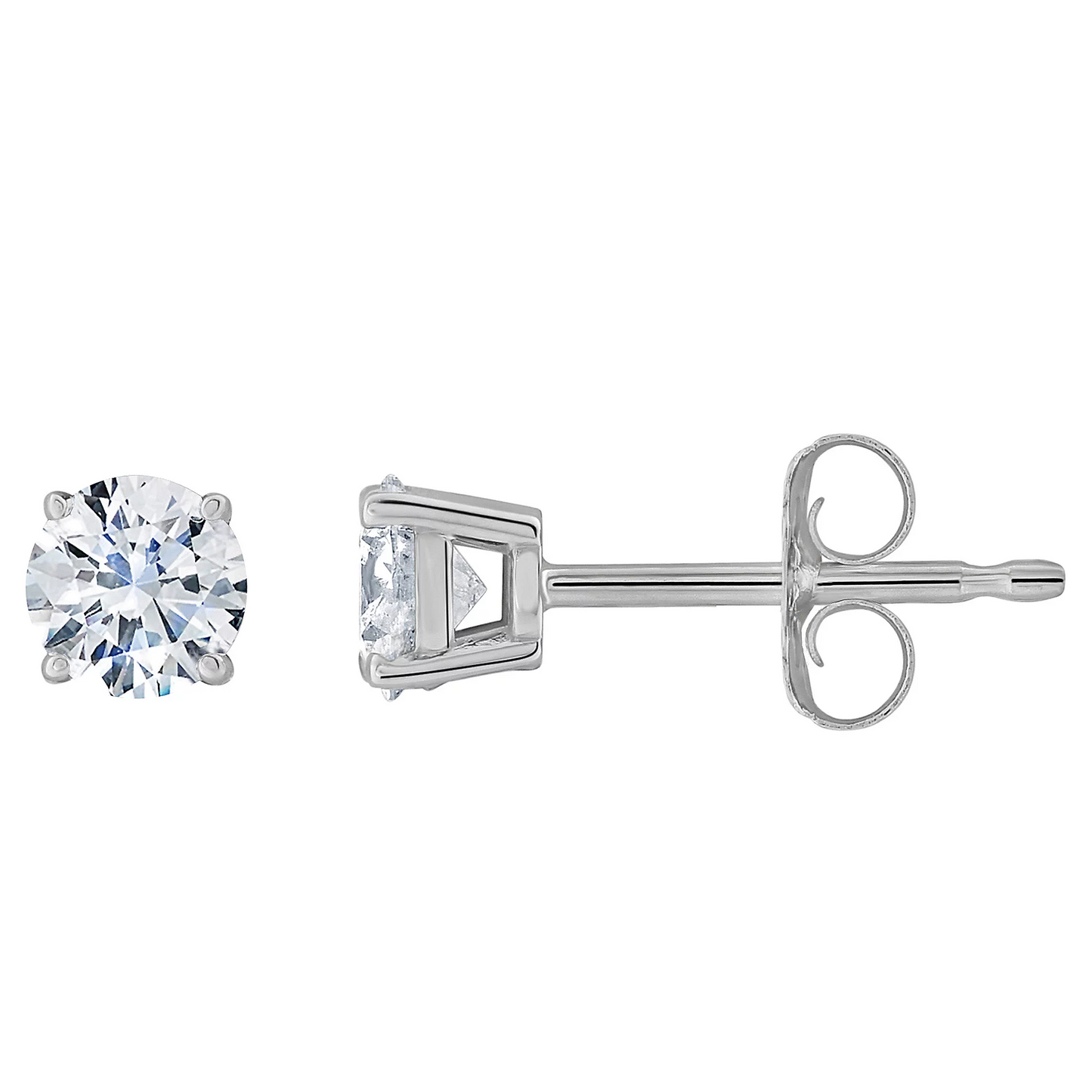 Round Shaped GIA Certified Lab Grown Diamond Women Stud Earring 2 Carats White Gold 14K