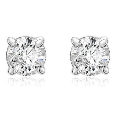 Round Stud GIA CERTIFIED Lab Grown Diamond Earring 3.5 Carats Prong Set White Gold 14K