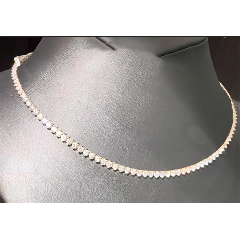 Diamond Tennis Necklace 3 Prongs with Round Diamonds