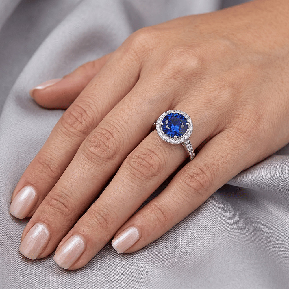 Sapphire And Natural Earth Mined Diamond Wedding Ring Jewelry Gold White 3 Ct Round Cut