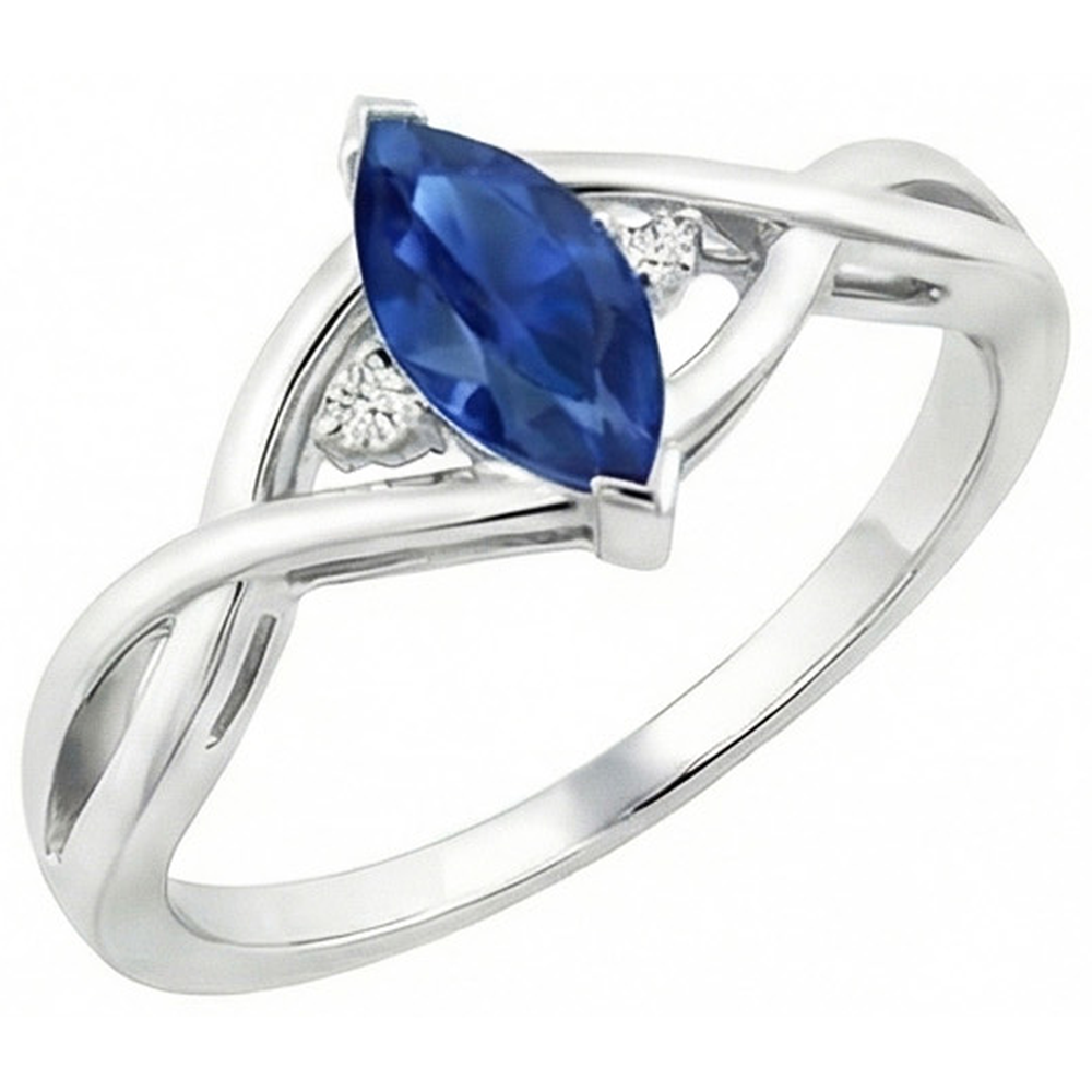 Sapphire Marquise Cut Engagement Ring With Natural Earth Mined Diamonds