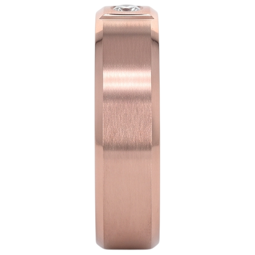 Satin Finish Gypsy Mens Ring 0.25 Carats Rose Gold 10K Diamond