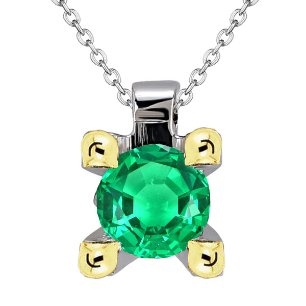 Simple Green Emerald Round Pendant