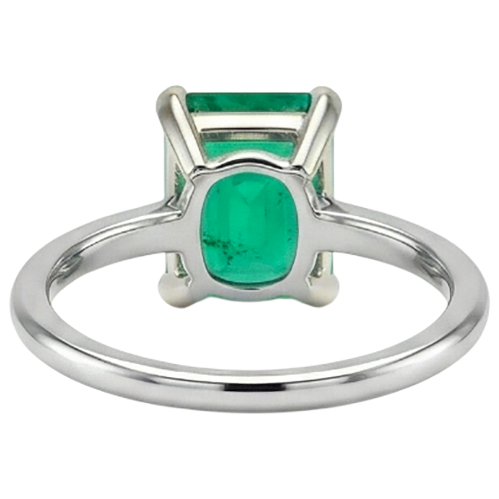 Natural Real ( Not Lab Grown ) Simple Solitaire Green Emerald GIA Ring Thin Shank