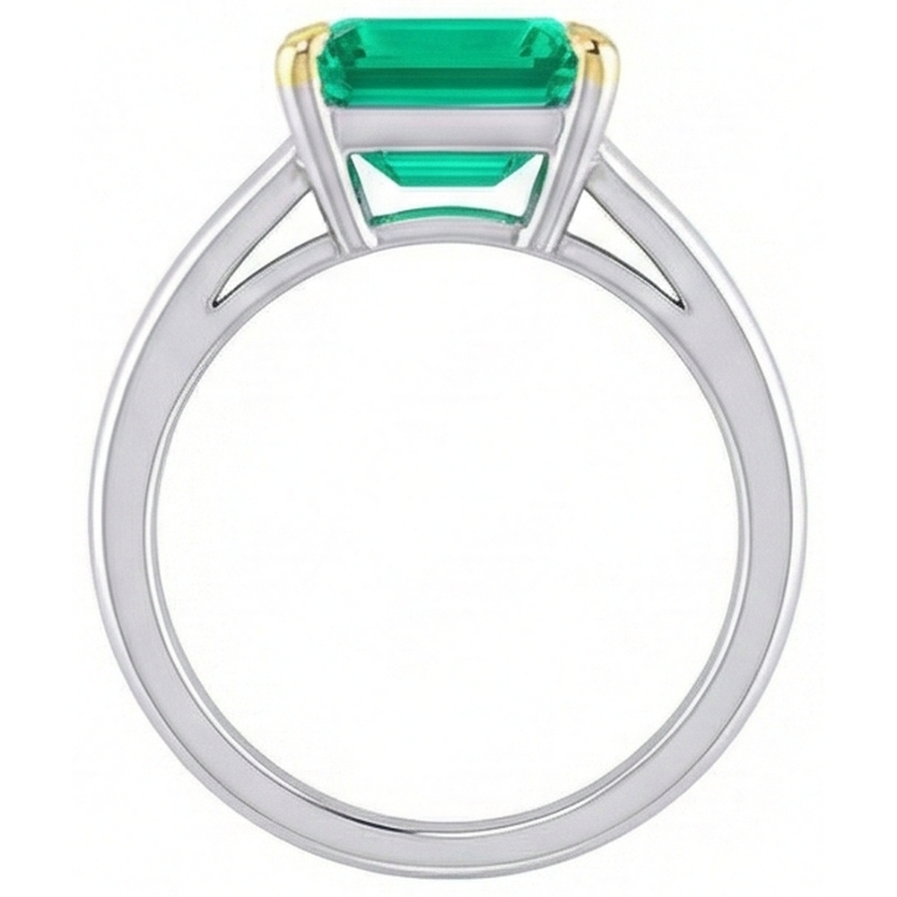 Natural Real ( Not Lab Grown ) Single Green Emerald GIA Ring Split Shank