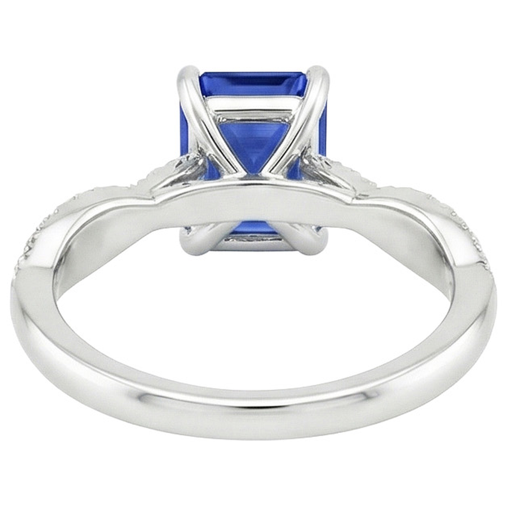 Solitaire Accents Ring Sri Lankan Sapphire & Natural Earth Mined Diamond 3.50 Carats