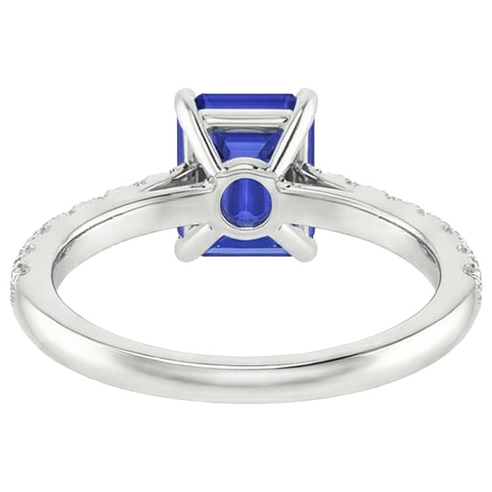 Solitaire Accents Ring Sri Lankan Sapphire & Natural Earth Mined Diamond 4.25 Carats