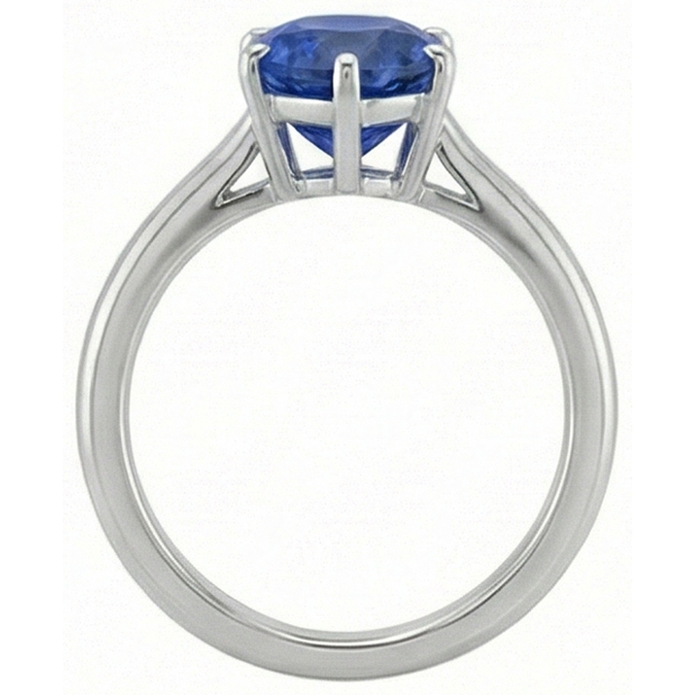 Natural Real ( Not Lab Grown ) Solitaire Blue Sapphire Ring Pear Cut 2 Carats White Gold 14K