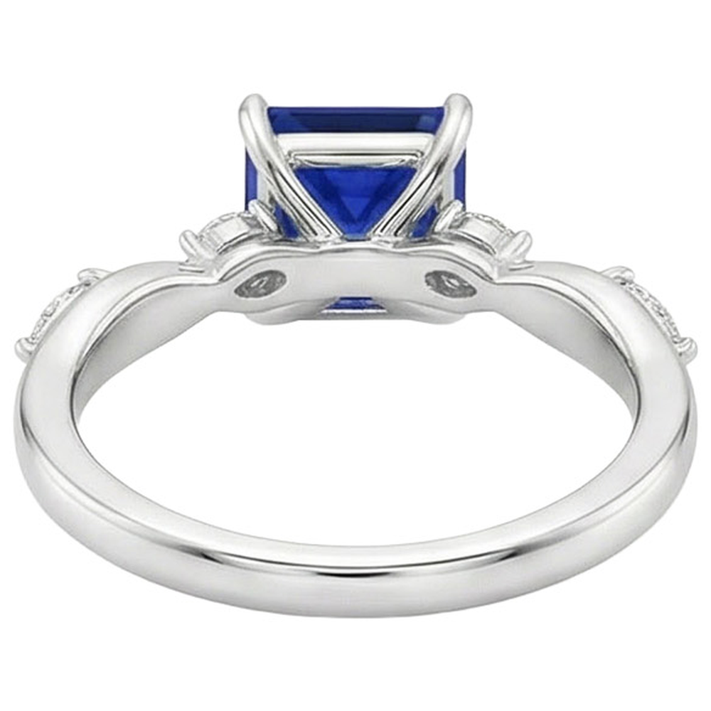 Solitaire Blue Sapphire Ring With Accents Marquise Natural Earth Mined Diamonds 5.50 Carat