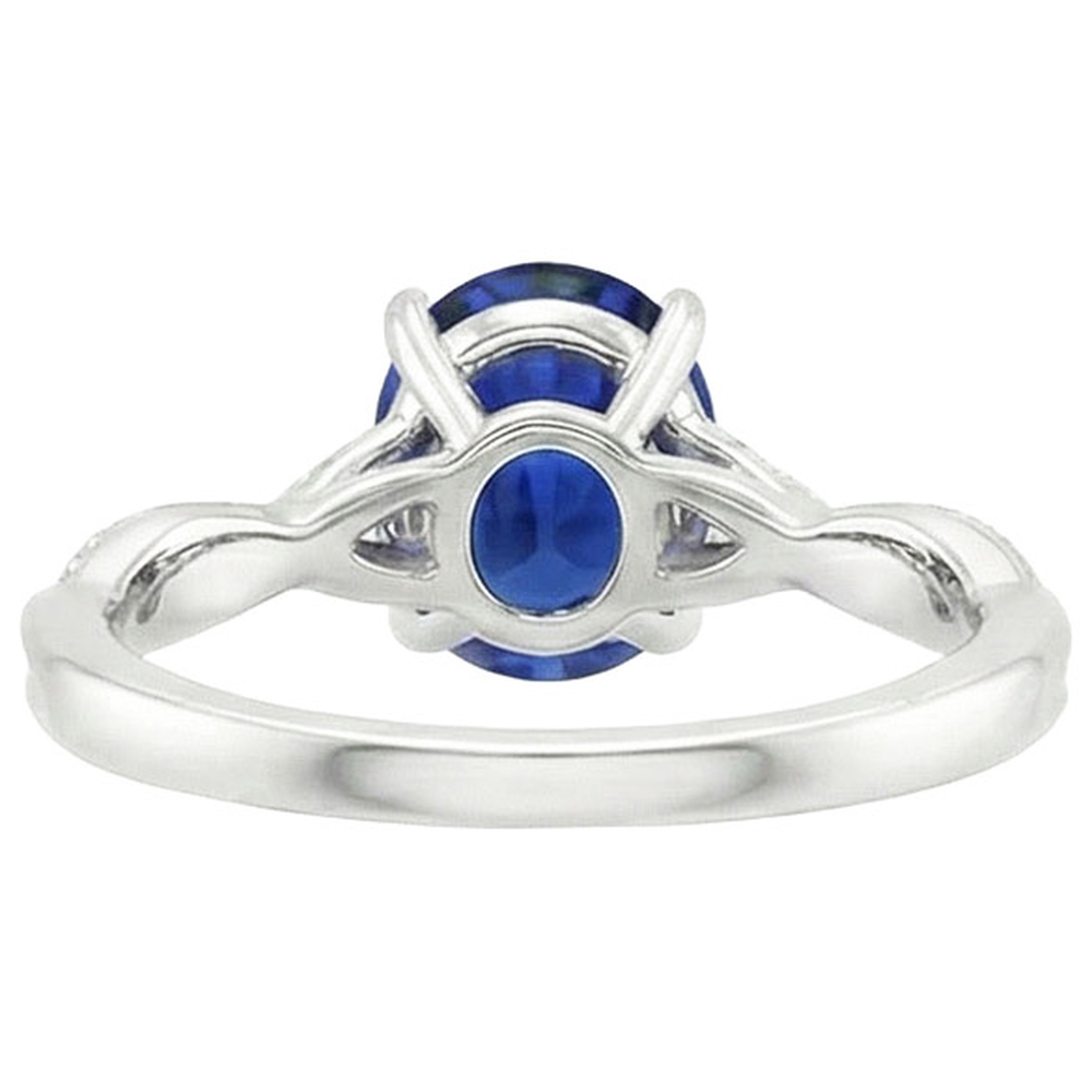 natural round sapphire 4.50ct ring on white background