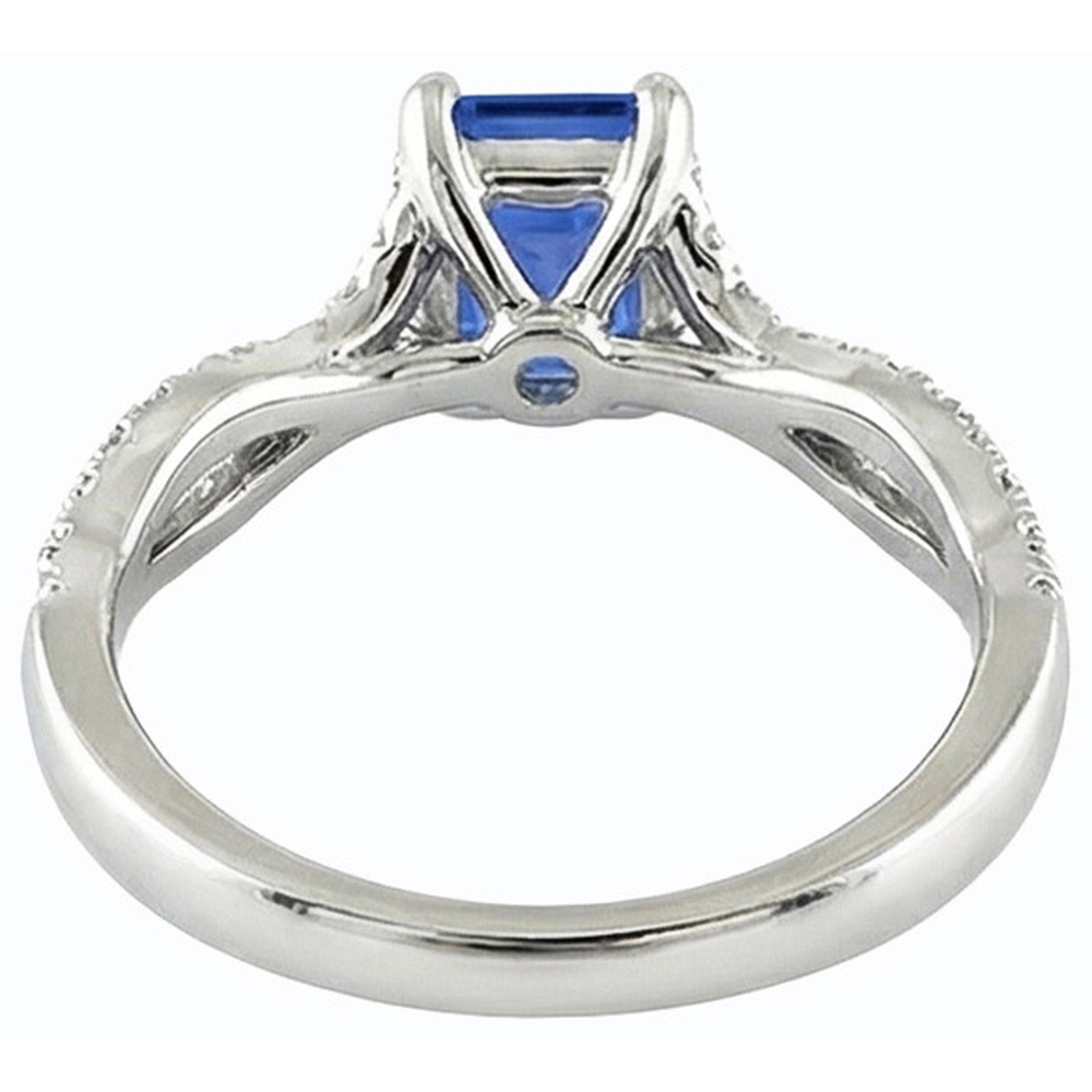 Solitaire Ceylon Sapphire Ring Twisted Style Natural Earth Mined Diamonds 2.50 Carats