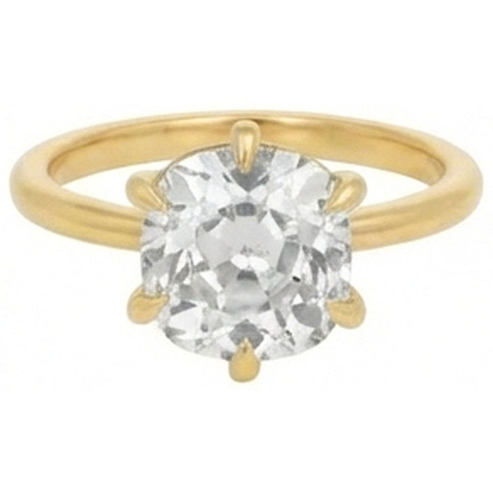 Solitaire Cushion Old Mine Cut Natural Earth Mined Diamond Ring 3.50 Carats Ladies Jewelry