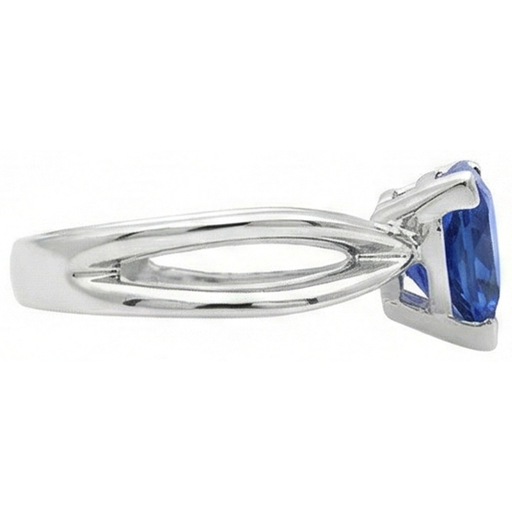Natural Real ( Not Lab Grown ) Solitaire Engagement Ring Trillion Sapphire Gold Split Shank 1 Carat