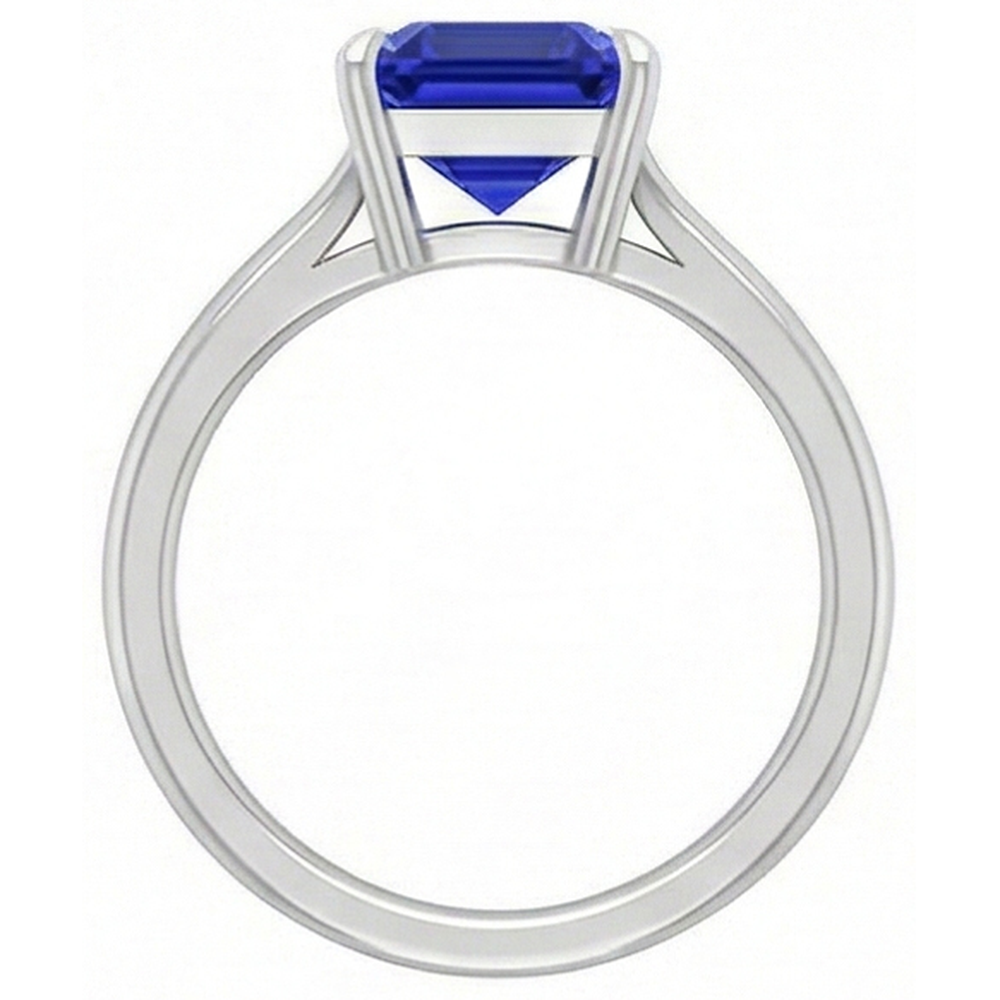 Natural Real ( Not Lab Grown ) Solitaire Gemstone Ring Asscher Blue Sapphire Prong Set 1.50 Carats