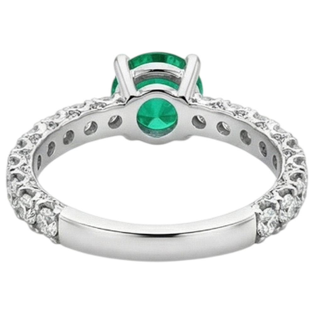 natural round emerald 2.50ct ring on white background