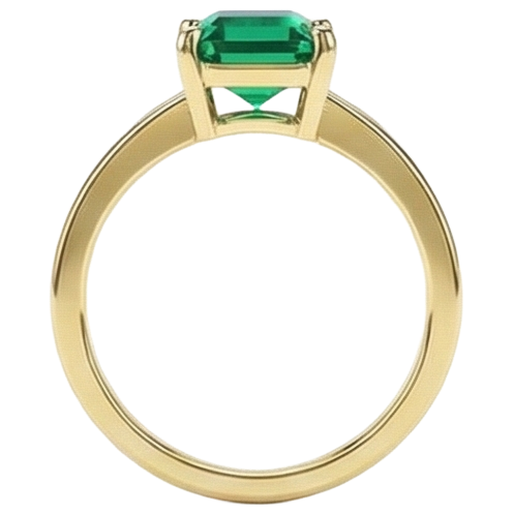 Natural Real ( Not Lab Grown ) Solitaire Green Emerald GIA Ring 3 Carats Yellow Gold 14K Gemstone Jewelry