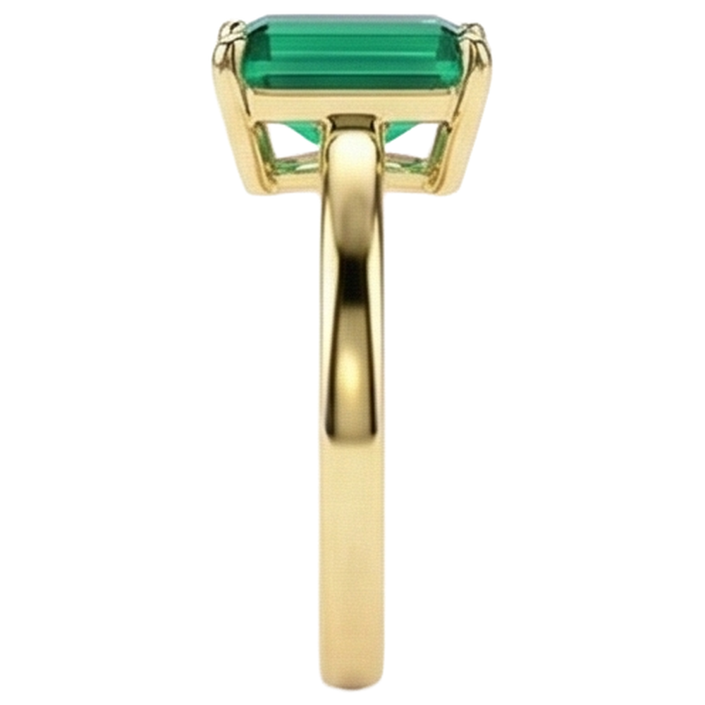 Natural Real ( Not Lab Grown ) Solitaire Green Emerald GIA Ring 3 Carats Yellow Gold 14K Gemstone Jewelry