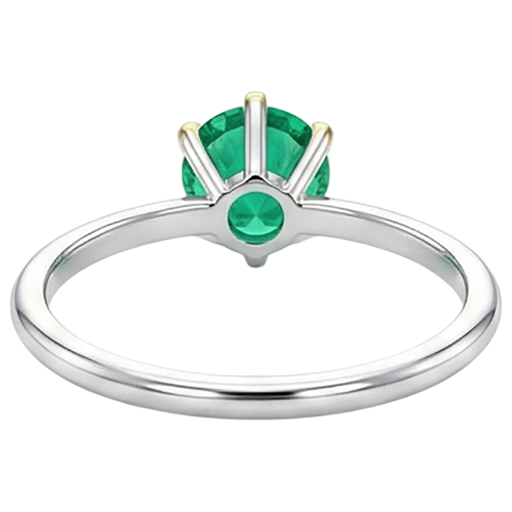 Natural Real ( Not Lab Grown ) Solitaire Green Emerald GIA Ring Prong Setting