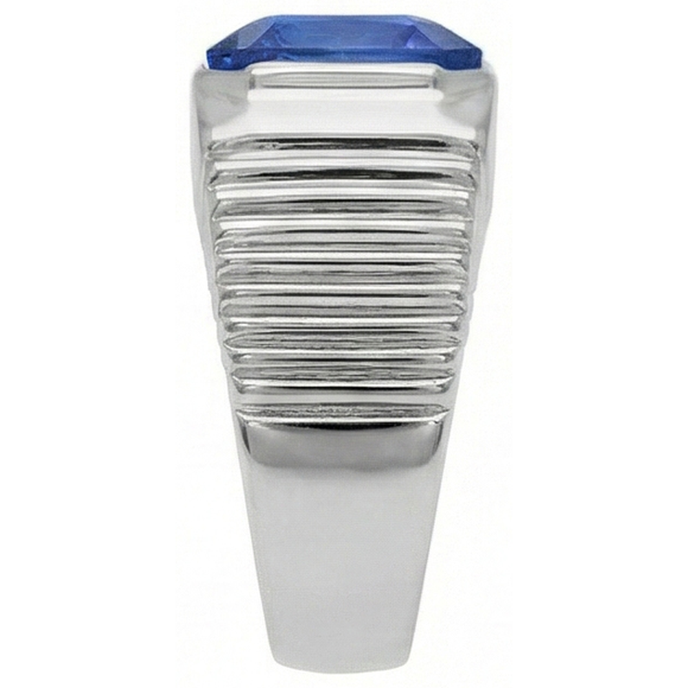 Natural Real ( Not Lab Grown ) Solitaire Men's Ring Radiant Ceylon Sapphire Flush Set 2.50 Carats