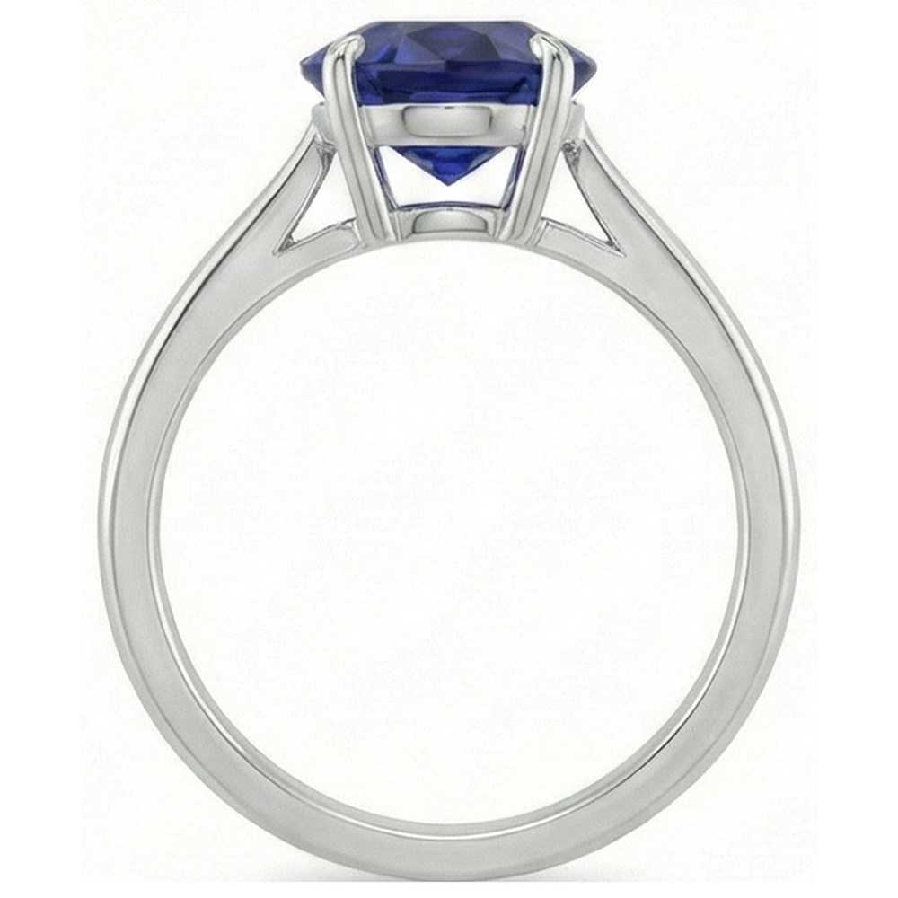Natural Real ( Not Lab Grown ) Solitaire Oval Cut Blue Sapphire Ring 2 Carats White Gold 14K