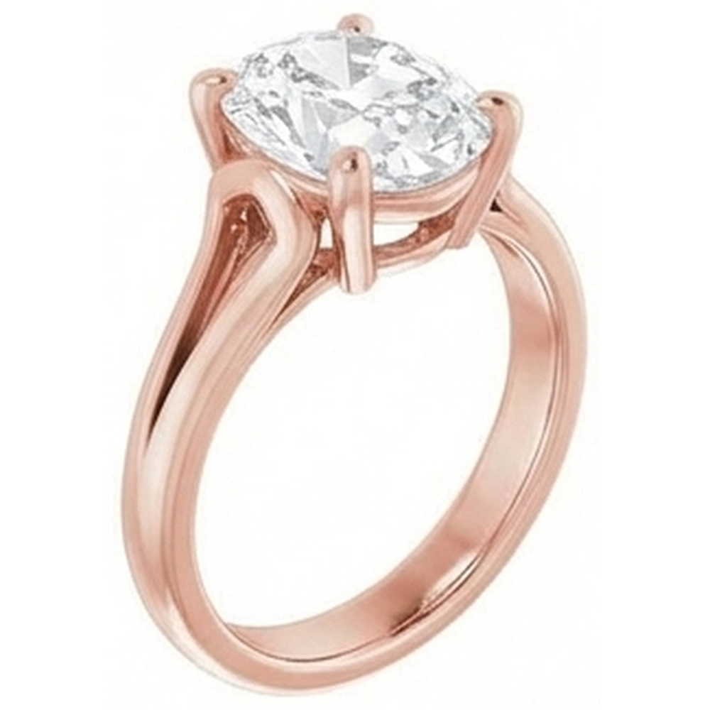 Solitaire Oval Old Cut Natural Earth Mined Diamond Ring Prong Set 5.75 Carats Split Shank