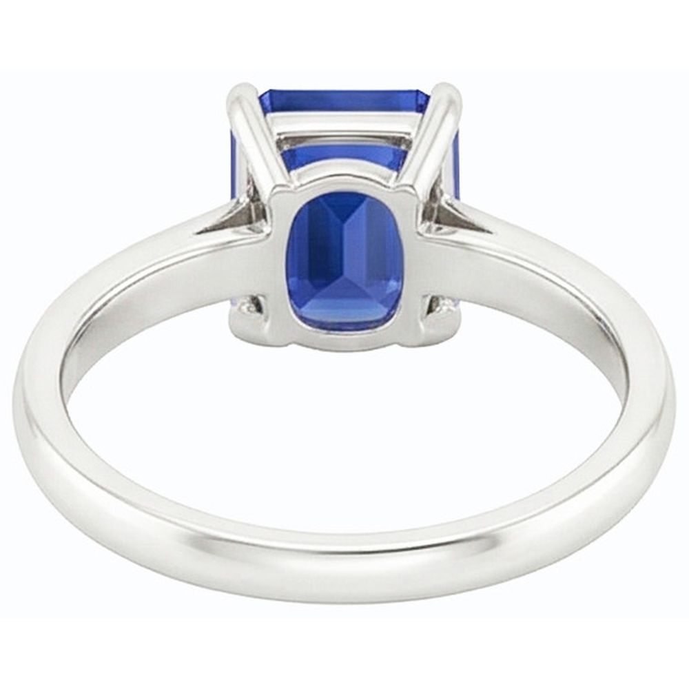 Solitaire Ring Emerald Natural Blue Sapphire 2 Carats Prong Set