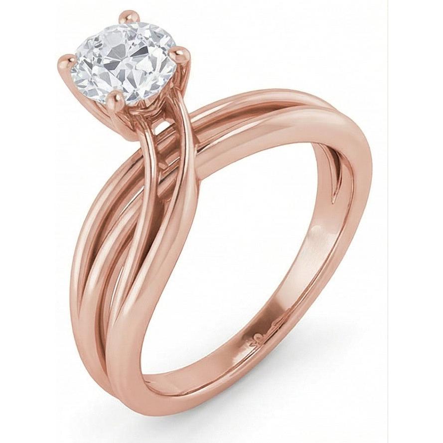 natural round diamond 2ct ring on white background