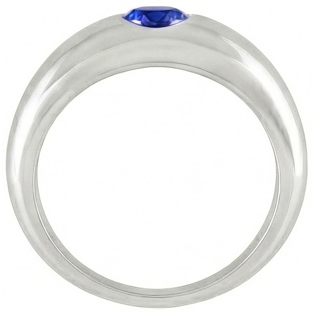 Natural Real ( Not Lab Grown ) Solitaire Ring Round Ceylon Sapphire Flush Set Thick Shank
