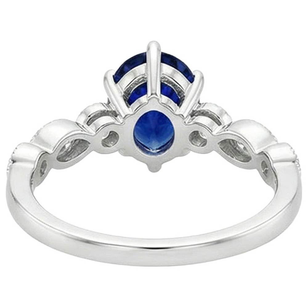 Solitaire Ring WIth Marquise & Round Natural Earth Mined Diamonds Accents 3 Carats