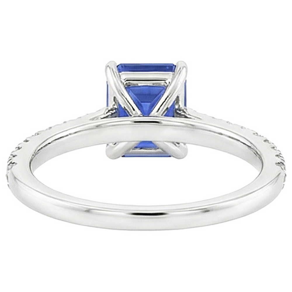 Solitaire Ring With Accents Emerald Ceylon Sapphire & Natural Earth Mined Diamond 4 Carats
