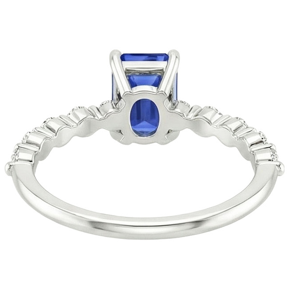 Solitaire Ring With Side Stones Blue Sapphire & Natural Earth Mined Diamond 4 Carats