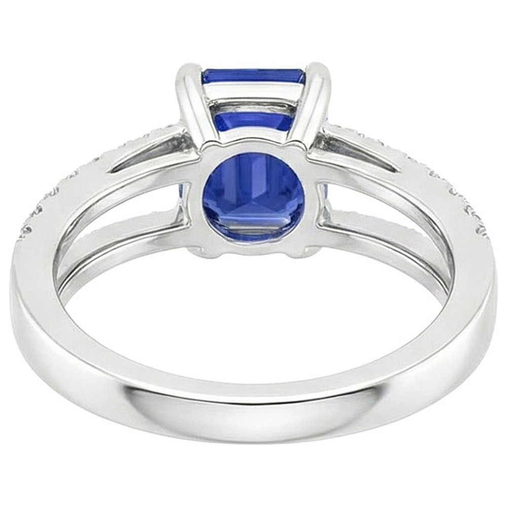 Solitaire Ring with Accents Blue Sapphire & Natural Earth Mined Diamond 4.50 Carats