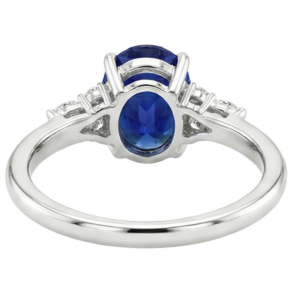Solitaire Sapphire Ring With Marquise & Round Natural Earth Mined Diamond Accents 3 Carats